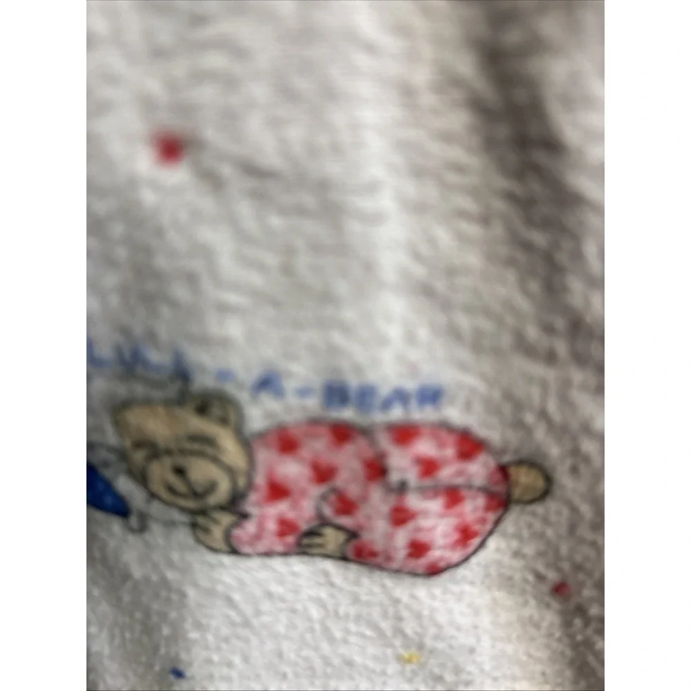 VTG Patchwork Baby Blanket Teddy Bears Quilt Handmade Tied Red White
